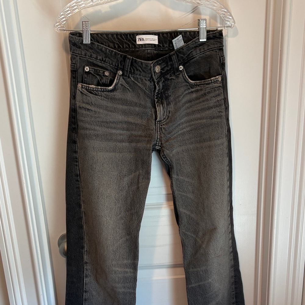 Zara Women's Faded Black Straight Leg Jeans